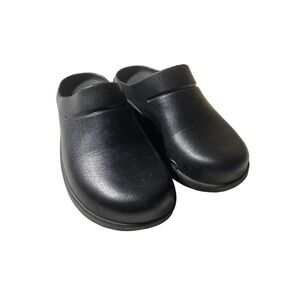 Oofos Recovery Clog.Comfort/Casual shoe. Shiny Black Slip on. Men's 8 Womens 10